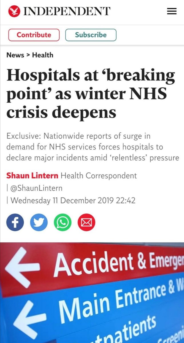 Okay. THREAD. So, how often are winters bad for the NHS? How many specific years, apart from this one, was the NHS at crisis point, at risk of being overwhelmed, during the cold season?Let's see how far back we can go.Starting with 2019: