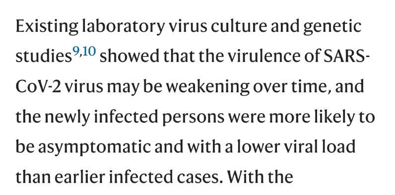 obedience to their government.In this study, they went on to suggest that CoVid is weakening.The prevalence of the D614G strain (everywhere), clearly shows that this is not true.To conclude...let's not base public policy on studies and data that are no longer applicable.