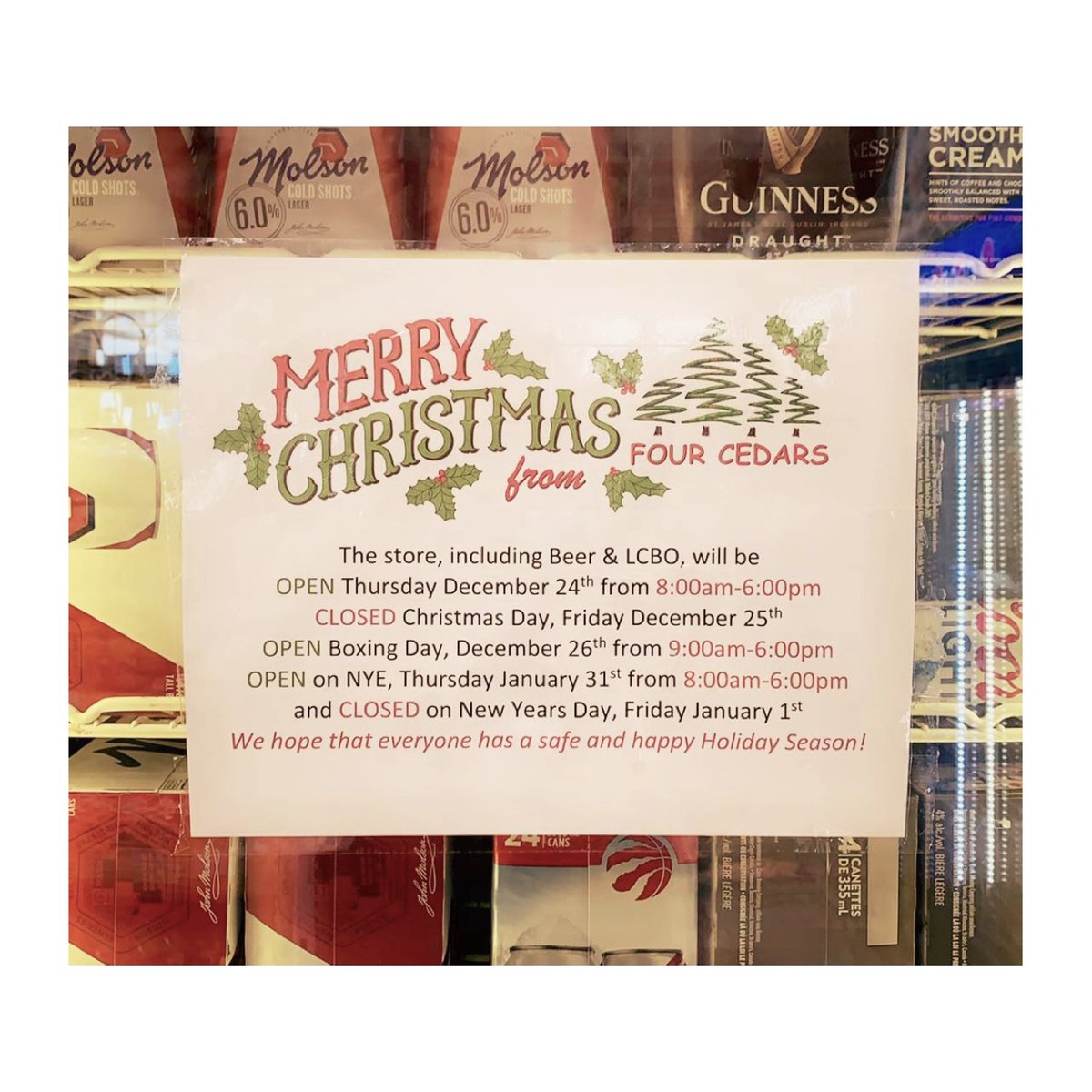 🎄&amp;🥂 Merry belated Christmas everyone, and a Happy New Year. These signs have been posted around the store since mid December but we’ve still had questions about the hours so decided to post online for good measure! We hope that you’re all staying safe and healthy! 🍾