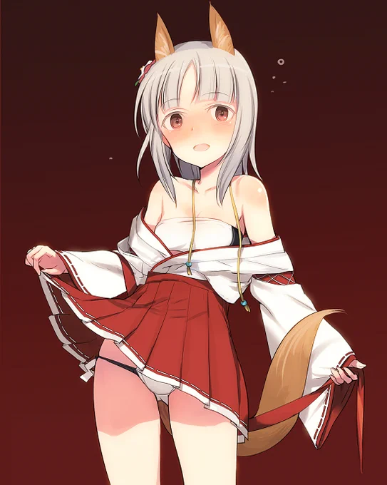 酒で酔っ払ったえっちな狐巫女さんを描きました 