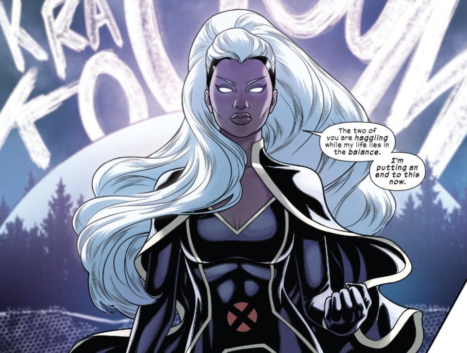 The Giant-Size: X-Men series by Hickman featured Storm as the central character connecting most of the stories. In this, Ororo's ties to Life are challenged as she is infected by a deadly machine virus but able overcome it with strength, perseverance and the help of other X-Men