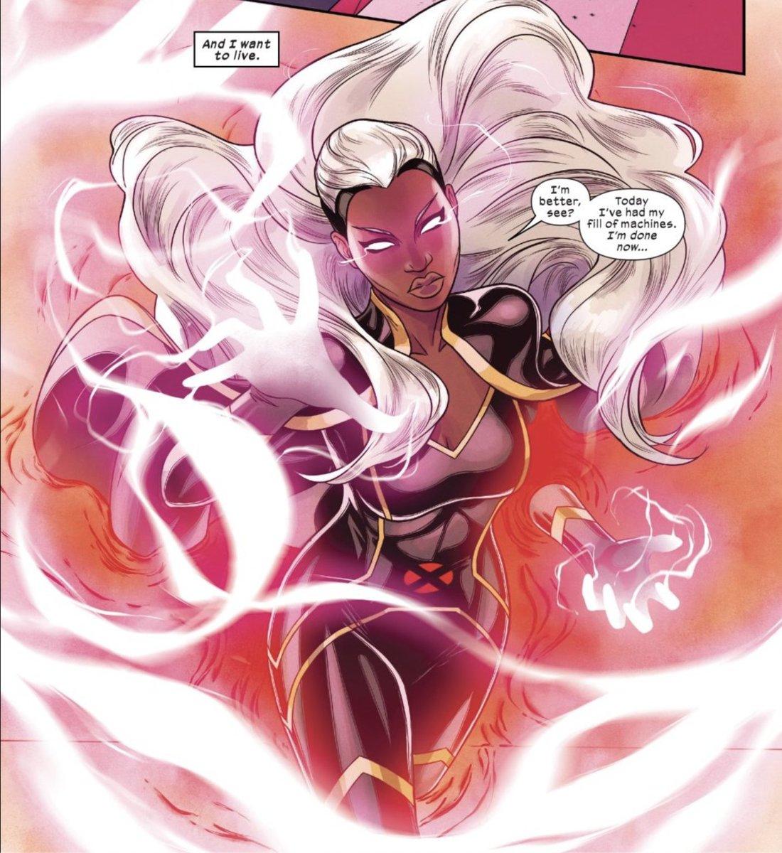 The Giant-Size: X-Men series by Hickman featured Storm as the central character connecting most of the stories. In this, Ororo's ties to Life are challenged as she is infected by a deadly machine virus but able overcome it with strength, perseverance and the help of other X-Men