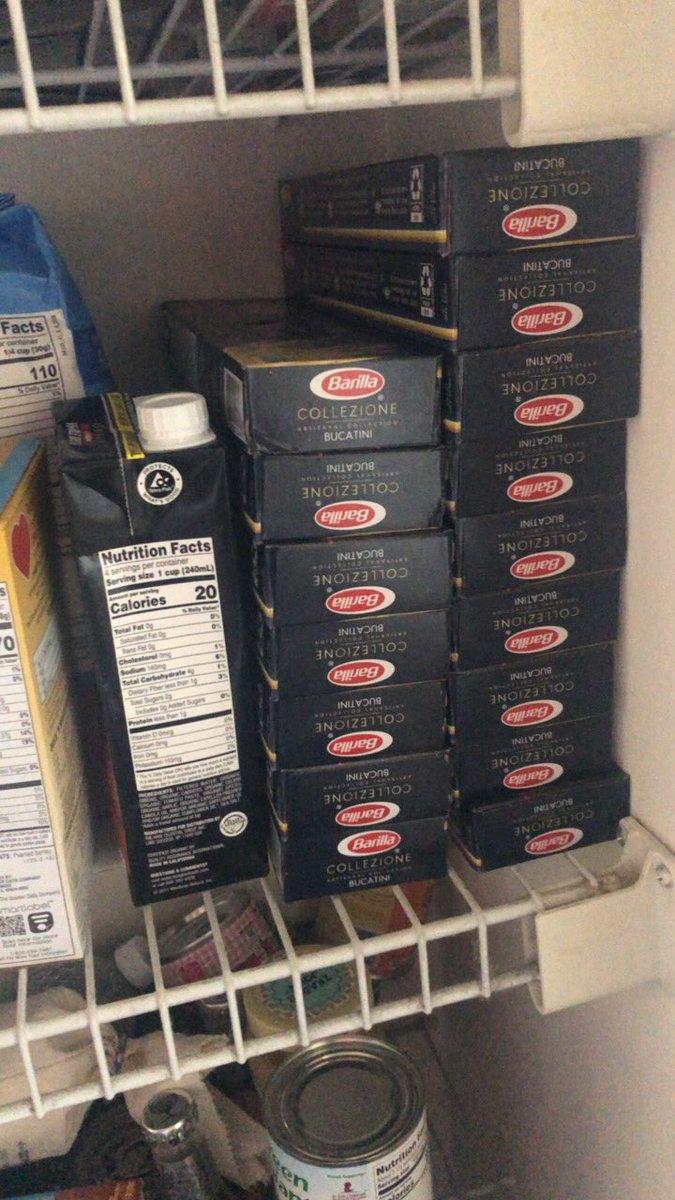 SamanthaAtFuqua's tweet photo. @rachel_handler Things I hoarded during the pandemic: TP, Clorox wipes,bucatini. Store shelves were stripped of all 3, but Bucatini shortage unacknowledged until now. https://t.co/4gP5uvKZTj