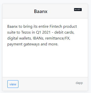  Debit Cards coming to  #Tezos with Baanx