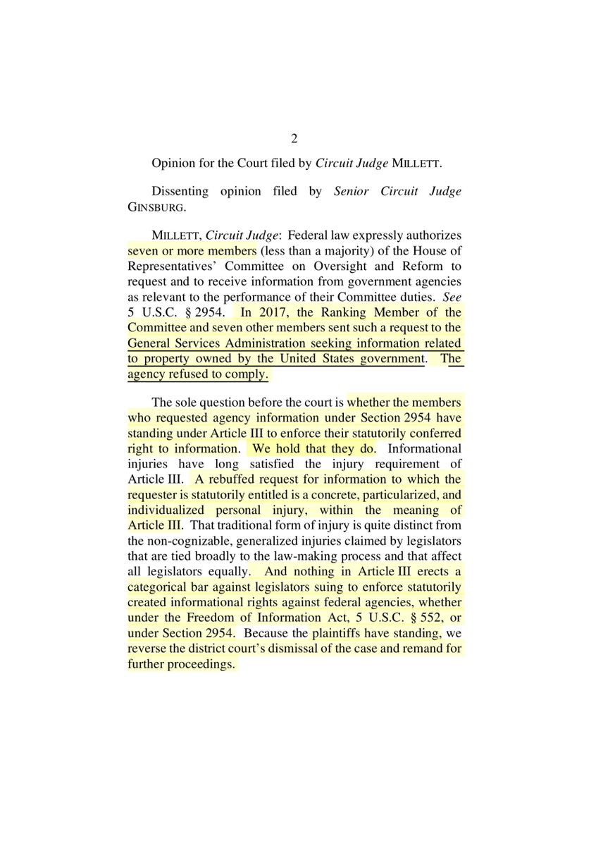 OH DEAR  @GSAEmily I heard that you had a really bad dayUSCA-DC Held: @OversightDems  @RepMaloney HAVE STANDINGso the  @USGSA contract with  @TrumpDC HELLS YES“plaintiffs have standing, we reverse the district court’s dismissal of the case and remand for further proceedings“