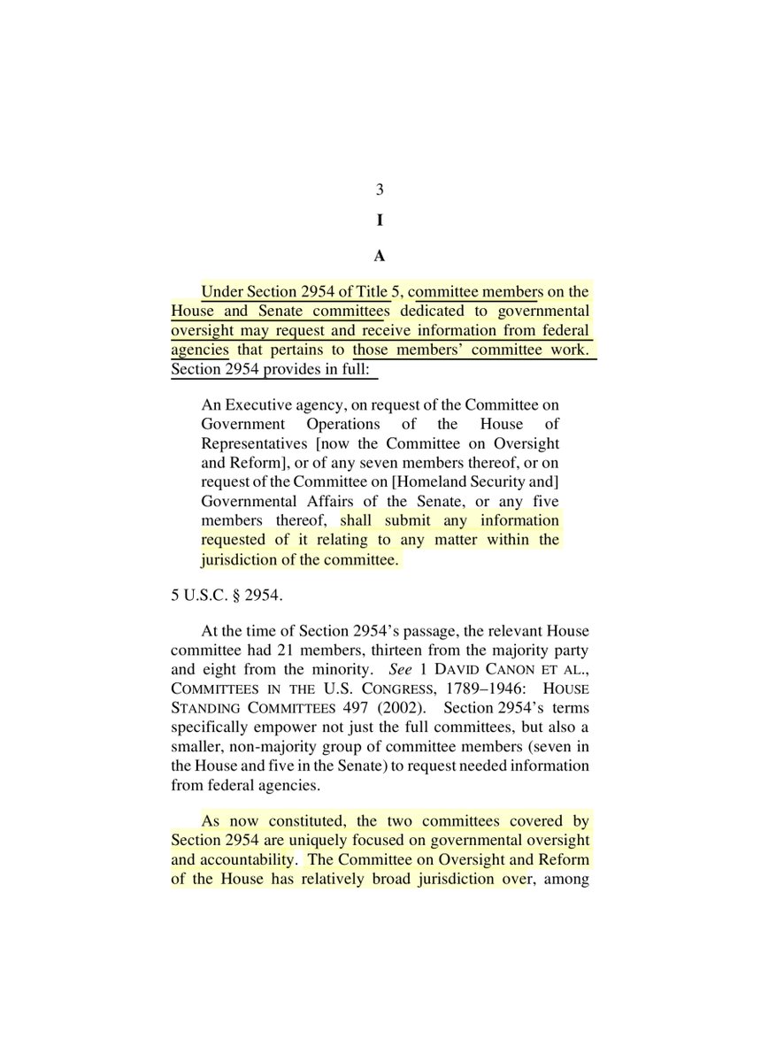 “..two committees covered by Section 2954 are uniquely focused on governmental oversight and accountability. The Committee on Oversight and Reform of the House has relatively broad jurisdiction...” @TrumpDC  @EricTrump  @DonaldJTrumpJr  @IvankaTrump welcome to your comeuppance