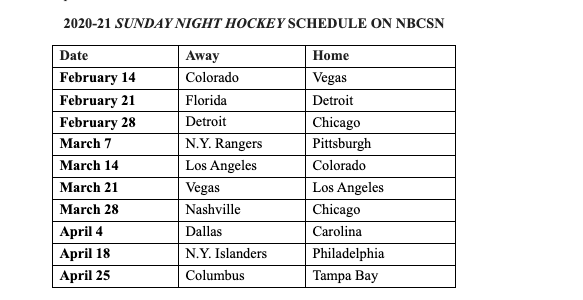 richarddeitsch's tweet photo. .@NHL fans: Here's NBC/NBCSN's regular-season schedule of games for 2021. https://t.co/a8jD4D1m8O