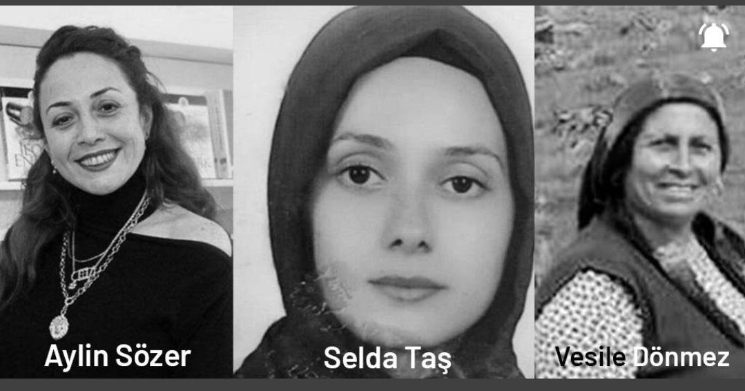 #AylinSözer'i eski erkek arkadaşı yakarak öldürdü. #SeldaTaş'ı eşi, #VesileDönmez'i oğlu vurdu. Bugün üç kadın üç cani tarafından öldürüldü. 

Kadın cinayetlerinin normalleştirilmesine izin vermeyin! "Artık yeter" dememek için 6284 sayılı Kanun ve İstanbul Sözleşmesi uygulansın!
