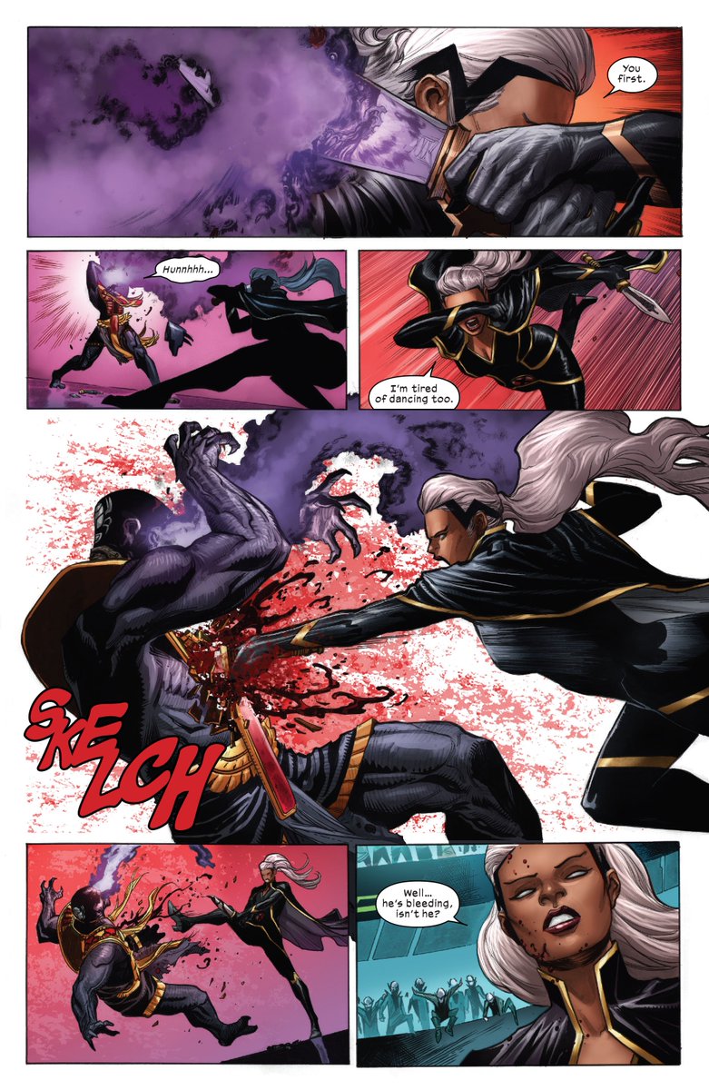 X-Force #14 features Storm in her duel against Death in one of her best scenes in recent years. Despite all the odds stacked against her, Storm is able to overcome it all and gloriously win against her opponent. A fantastic show of strength and resilience for Ororo