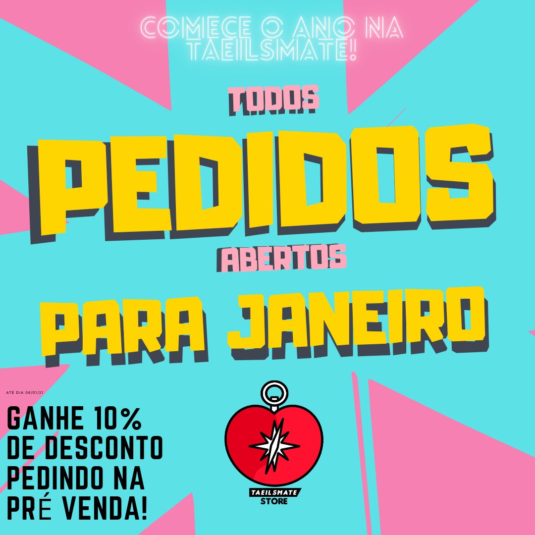 taeilsmate's tweet image. 💫 PEDIDOS ABERTOS PARA JANEIRO 💫

Todos os pedidos, prontos e personalizados já estão podendo ser encomendados para janeiro, a partir do dia 6! Até lá, todos que encomendar na pré-venda, ganha 10% de desconto* em todas as compras. 

Vem participar! ❤