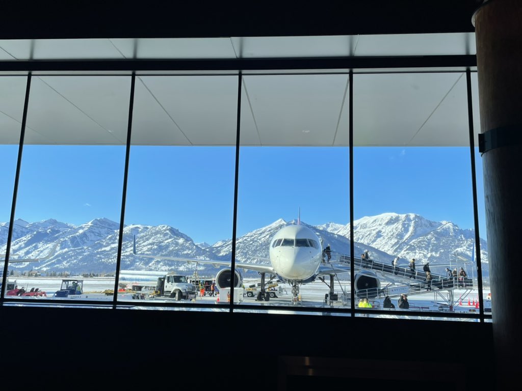 Wheels down in Jackson Hole, Wyoming. 🎿