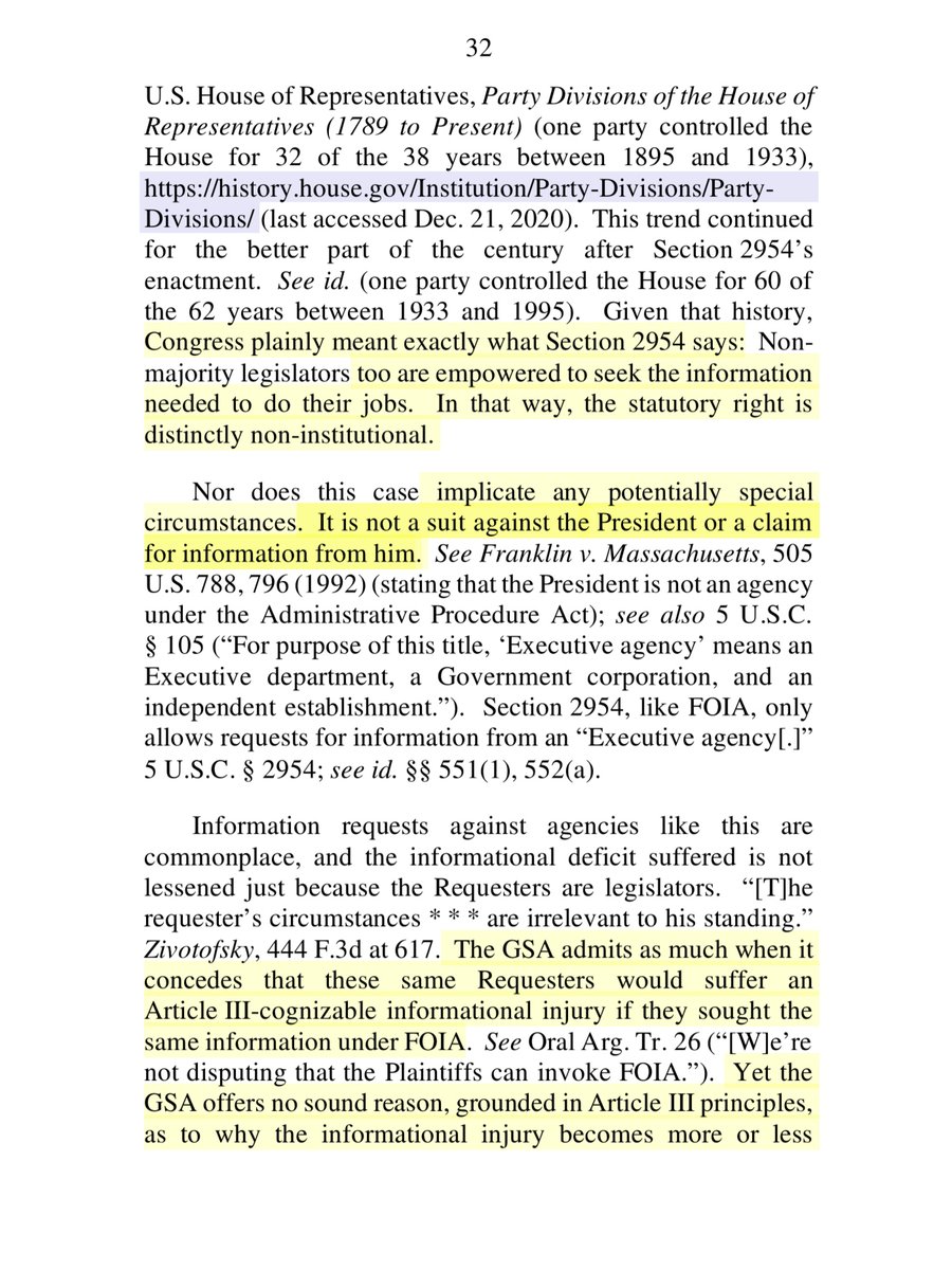 Dear  @USGSA  @GSAEmily READ IT“GSA’s reasoning on this point is hard to follow. It seems as though the GSA continues to equate a personal injury with a purely private injury. What is more, if terminating a member’s Committee seat does not run afoul of the First Amendment...”