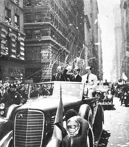 While Hughes had previously been relatively obscure despite his wealth, being better known for dating Katharine Hepburn, New York City now gave him a ticker-tape parade in the Canyon of Heroes.
