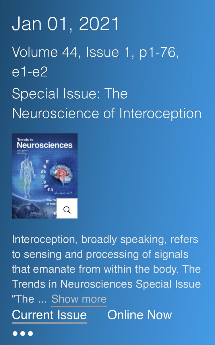 KhalsaLab's tweet image. Just released—a brand new special issue focused entirely on interoception. More to follow, but beyond my usual excitement is the fact that this will be kickstarting 2021!!! cell.com/trends/neurosc…