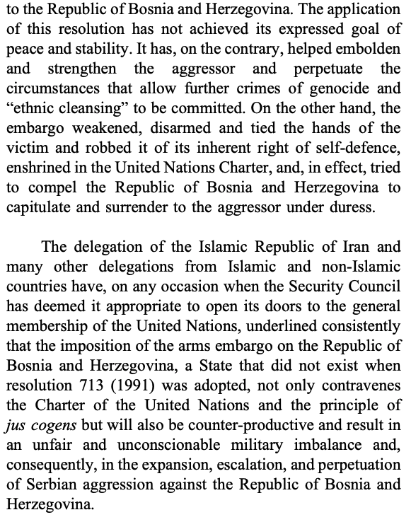 14. Finally, in its November 1994 statement, Iran again mentions all three norms, and it's hard to say which one Iran has in mind when it invokes jus cogens.