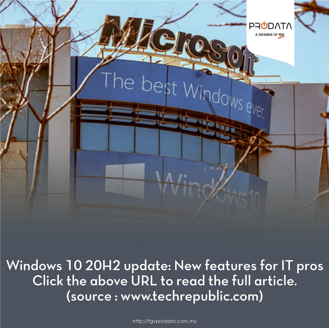FProdata's tweet image. Let us find out New Features for IT Pros in Windows 10 20H2 update. Please click this link tek.io/3huz1tC to read the full article. #fgvprodata #Technologysharing #windows1020h2 #ITpros