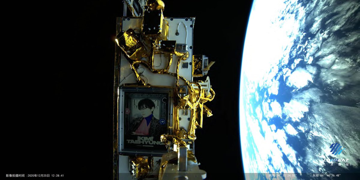 Taehyung’s picture has already been displayed on the Ladybird-1 satellite, started orbiting around the earth. The recording device of the satellite sent back the beautiful moments from outer space. 

💜💜

Video will be presented tonight at KST.

#HAPPYVDAY 
#HappyTaehyungDay