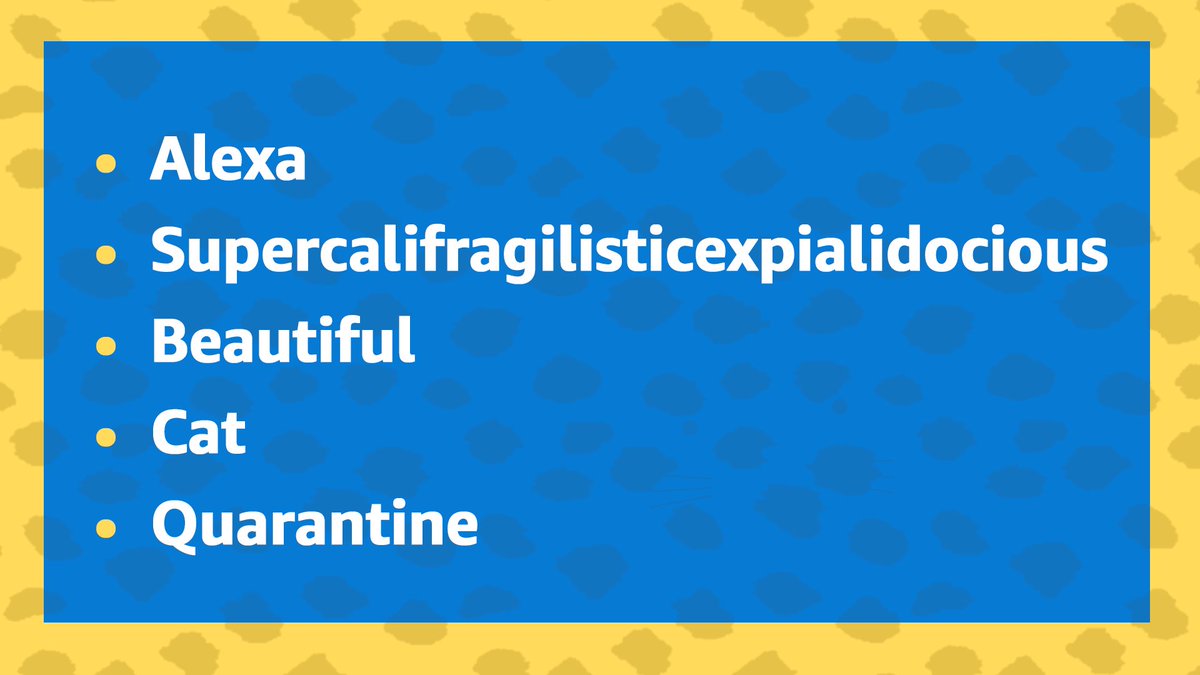 Here’s my top 5 most requested words to spell of 2020—were you as surprised as I was? Say “Alexa, give me your top 5 for 2020” to hear more of my most popular requests! https://t.co/hylUNWaMqK