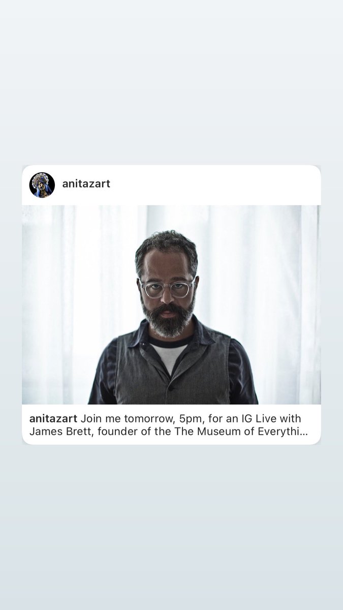 INTERVIEW TOMORROW WITH THE MUSEUM OF EVERYTHING ON INSTAGRAM LIVE // @anitazart @musevery @gallevery // #outsiderartfair #rawvision #artbrut // instagram.com/p/CJYL4Vos24X/…