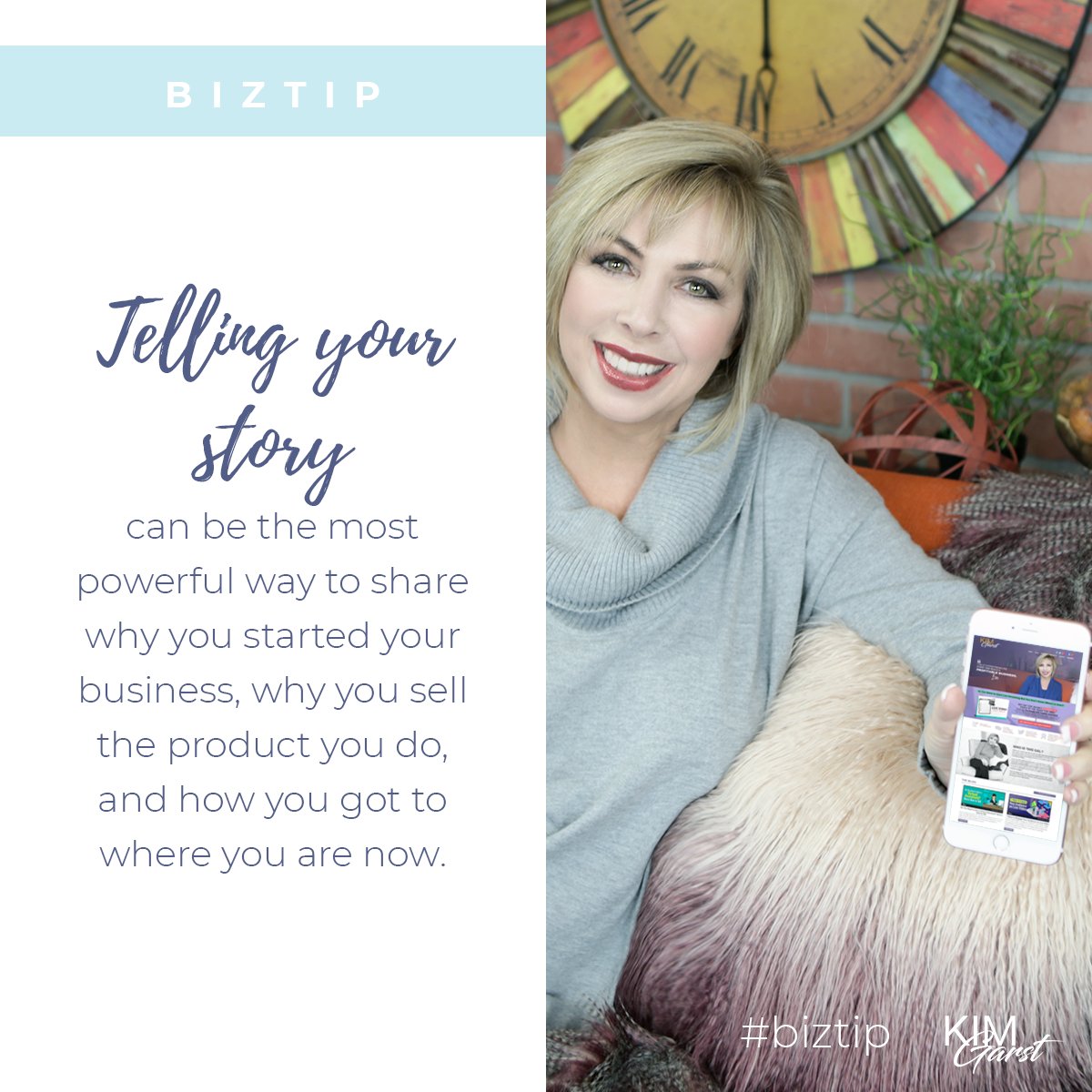 kimgarst's tweet photo. Telling YOUR story can be the most powerful way to share WHY you started your business, WHY you sell the product you do, and HOW you got where you are now. #StartWithYourWhy https://t.co/WTml2PcYUJ