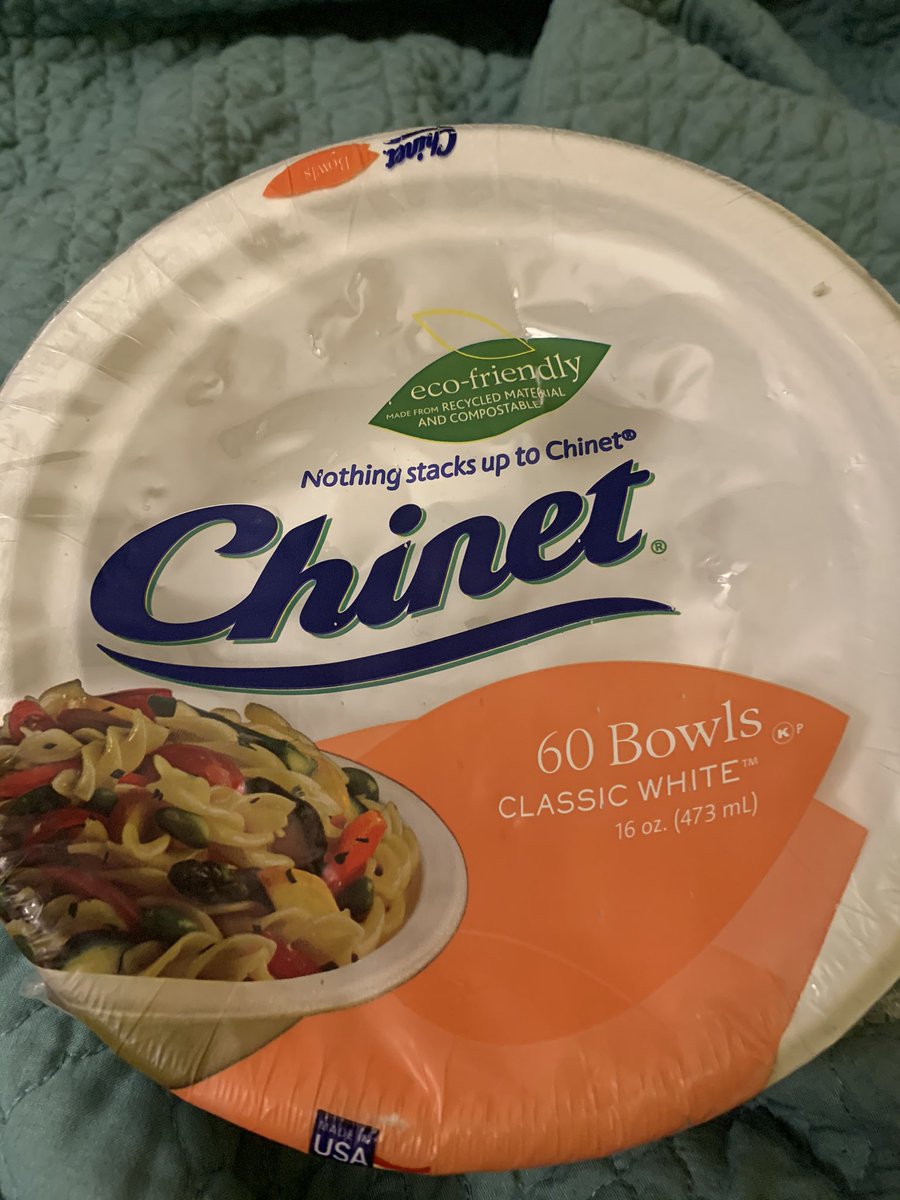 LizzyM115's tweet photo. @MyChinet So I spent the EXTRA money to buy the eco friendly plates and bowls and y’all really sneak this sticker on the bottom where it won’t be seen? Just don’t make the product until you got the materials. Don’t dress up regular shit as something else to try to virtue signal. https://t.co/zlb69HewrX