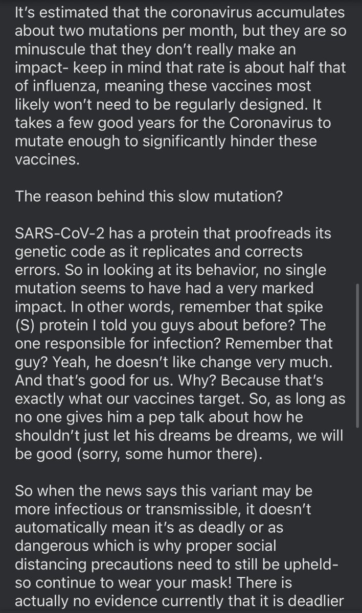 As you may know, today the newest COVID variant was detected in the U.S. I am resposting this in order to combat misinformation on what you need to know about it. Yes, it spreads faster. No, the vaccines aren’t rendered useless. Here’s why and the science behind it: