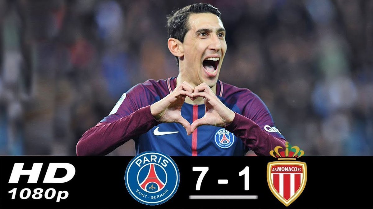 PSG VS MONACO 7-1This game was revenge for Monaco winnimg the title against us the year before. And we blitzed them with a 4-0 lead in the first half ending the game 7-1. Di maria and Cavani wrre the best