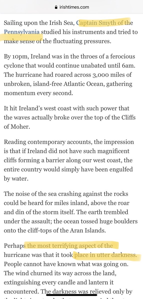 5) “Perhaps the most terrifying aspect of the hurricane was that it took place in utter darkness.”