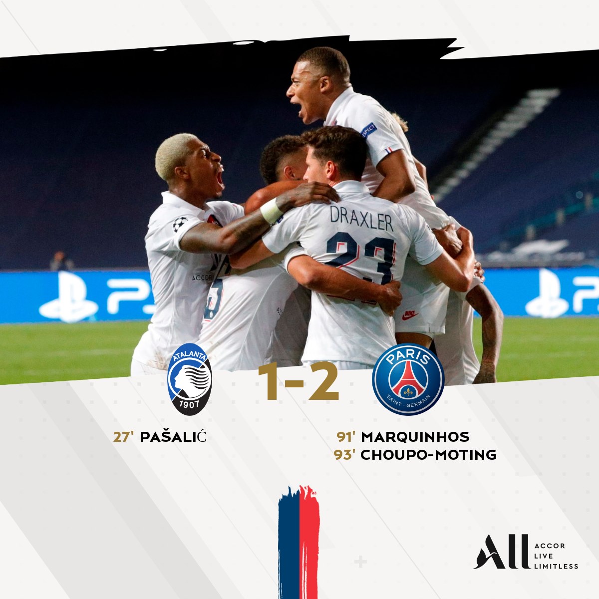 PSG VS ATALANTA 2-1We didnt play well this game missing a lot of chances and conceding early. This game was about the adrenaline. Scoring 2 late goals to reach our first Semi Final. Neymar and Mbappe were good.