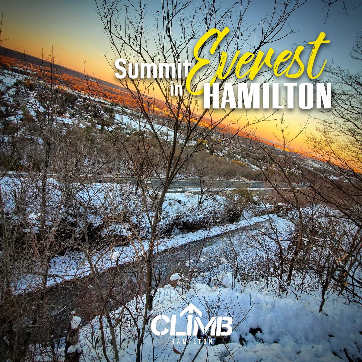 CLIMBHamilton's tweet image. Three days left! As the sun sets on 2020, enjoy the sunset from the top of the Chedoke Radial Trail as you summit #EverestInHamont, contributing to great causes in our community.

climbhamilton.com 
#hamont