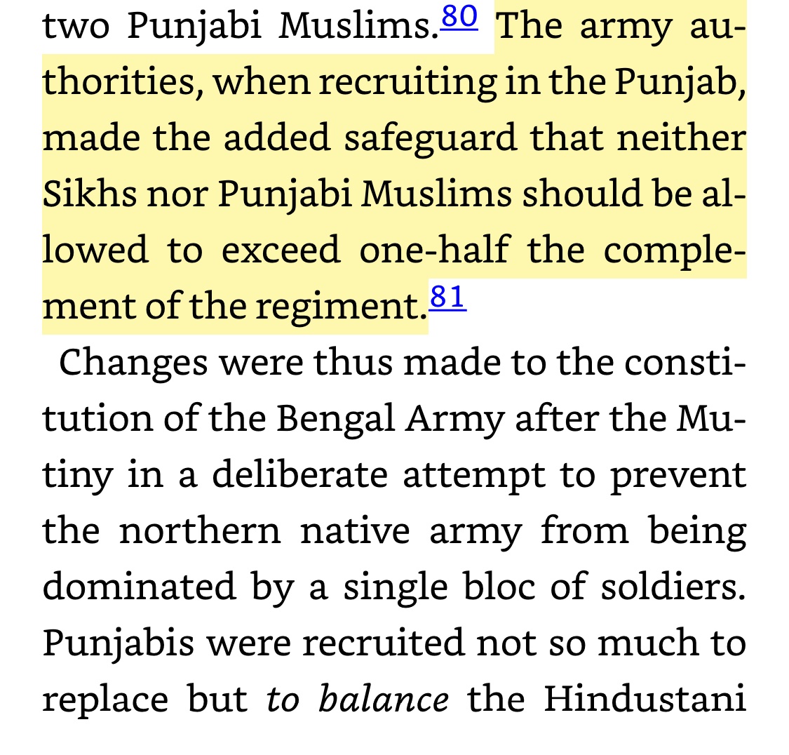 The main result of the Mutiny was that the British decided that neither Punjabis (as in 1849) nor Hindustanis (as in 1857) could be relied upon fully - so Punjabis were added as a counterweight. Their numbers were still restricted so as to prevent a “Punjabification” of the army.
