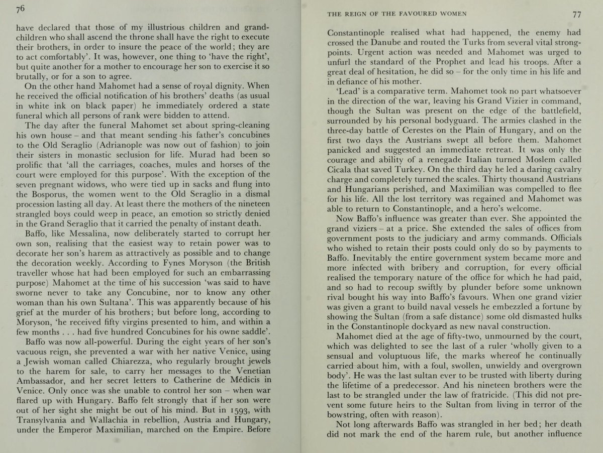 Mahomet II ascended to the throne and brought in his 19 brothers, telling them he meant them no harm, but it was time to be circumcised. Which they were, before being strangled. Sultans were allowed to kill their brothers to "insure the peace of the world."