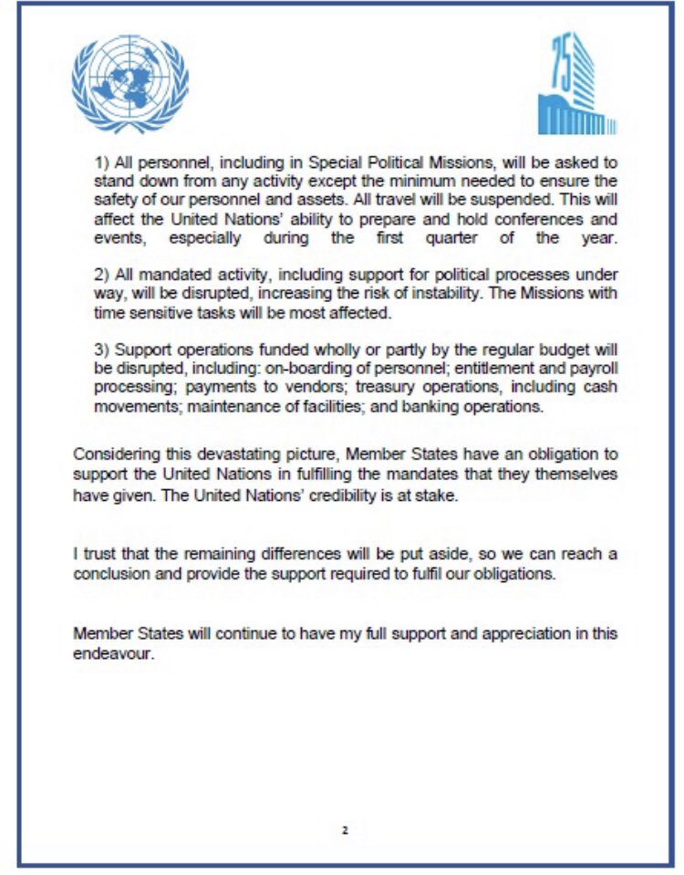 UN GA President (@un_pga) on Twitter photo l'm concerned & disappointed that the UN 2021 budget & plan haven't been adopted yet. <a href="/UN/">United Nations</a> has a responsibility to address the pressing challenges we are facing because of the pandemic. If Member States fail to reach agreement, the consequences for UN work will be dire. 🇺🇳#UNGA75 l'm concerned & disappointed that the UN 2021 budget & plan haven't been adopted yet. <a href="/UN/">United Nations</a> has a responsibility to address the pressing challenges we are facing because of the pandemic. If Member States fail to reach agreement, the consequences for UN work will be dire. 🇺🇳#UNGA75