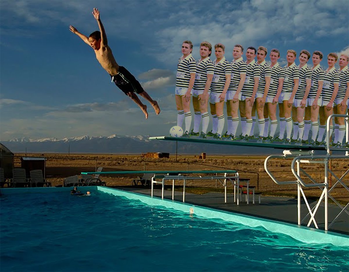 Before a quick trip to a non-descript generic swimming pool area that could have been literally anywhere.