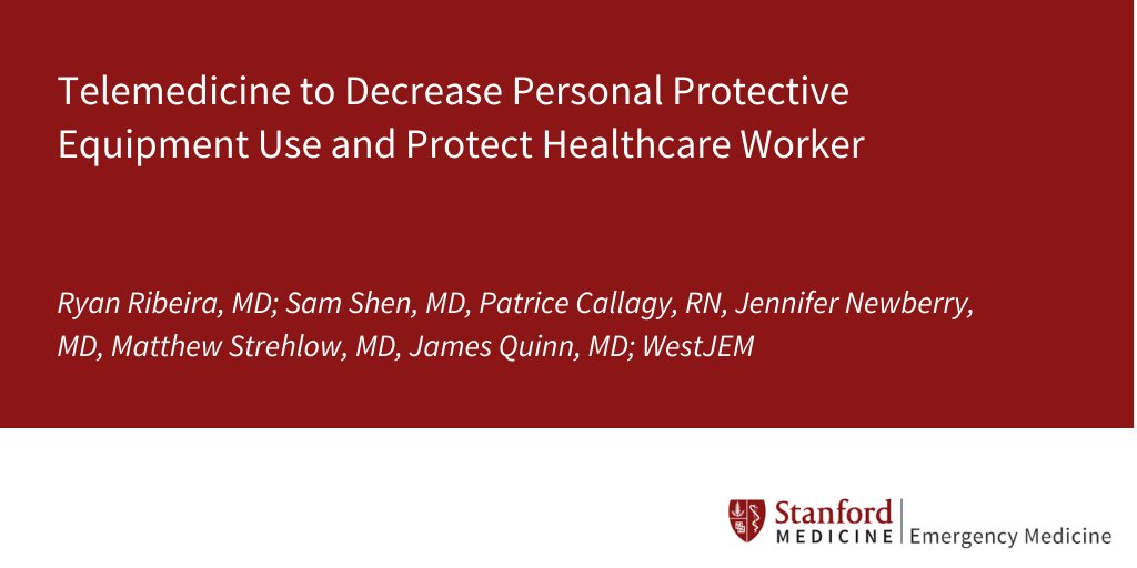 StanfordEM (@stanfordemed) on Twitter photo Telemedicine to Decrease Personal Protective Equipment Use and Protect Healthcare Worker
From <a href="/RyanRibeira/">Ryan Ribeira MD MPH</a> @MTYK079 et al
#COVID19 #Telemedicine
ow.ly/62fA50BG7Mg Telemedicine to Decrease Personal Protective Equipment Use and Protect Healthcare Worker
From <a href="/RyanRibeira/">Ryan Ribeira MD MPH</a> @MTYK079 et al
#COVID19 #Telemedicine
ow.ly/62fA50BG7Mg