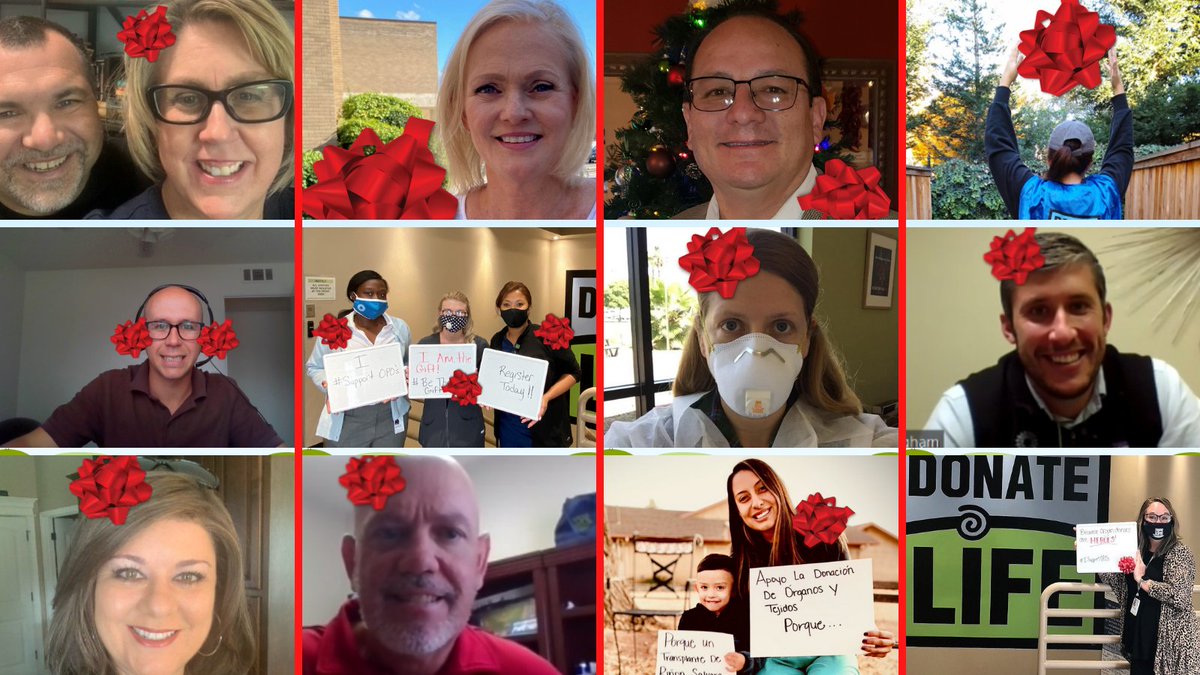 SierraDonorServ's tweet photo. From TN to NM to CA, DCI Donor Services OPO Team members encourage you to go to https://t.co/wVz33RrMUf and add the #BigRedBow to your photo. Then share your photo on social media & inspire everyone to register as an organ & tissue donor. #DonateLife #DoneVida #SupportOPOs https://t.co/YKyYpgTTh7