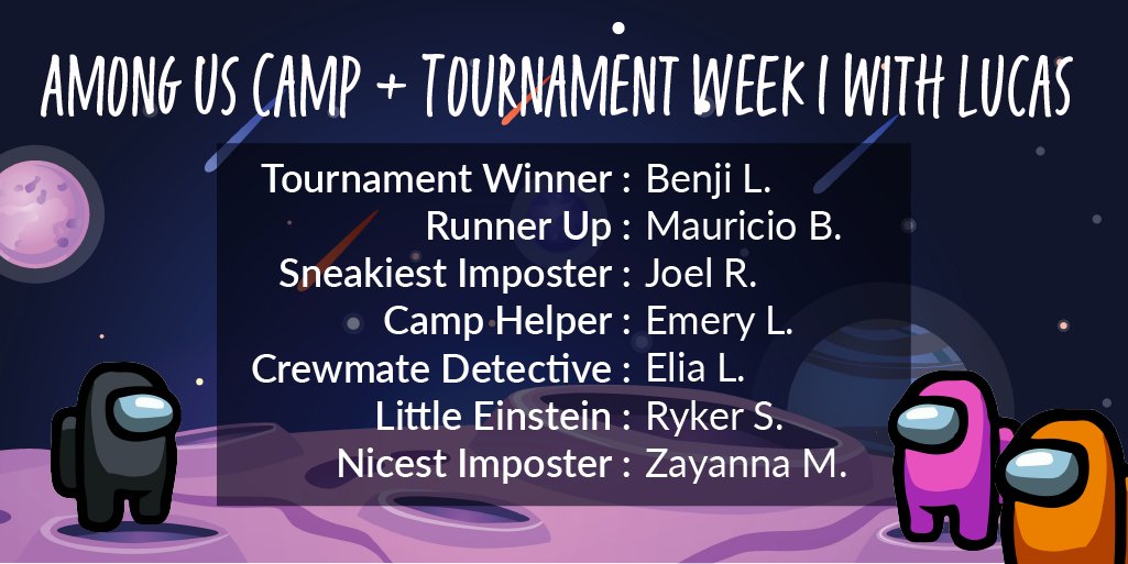 pathwayesports's tweet photo. Congrats to all our winners at Among Us Camp Week 1! https://t.co/lBcGENPEBK