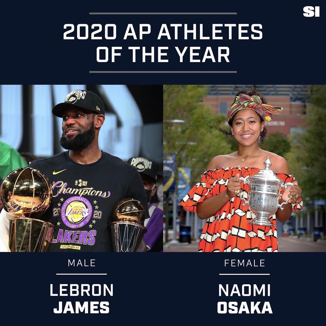 uninterrupted's tweet photo. Two more for the record books! Congratulations @naomiosaka &amp; @KingJames 🏆🏆🙌 https://t.co/bBiqfEY8SC