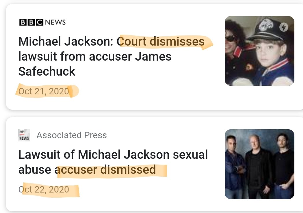 BTW, why not mentioning that the court have recently dismissed both  #WadeRobsonIsALiar &  #SafechuckIsACon claims of supposed abuse? What kind of journalists are you Hanna & Linnea?