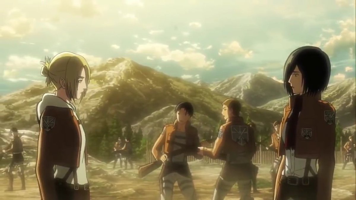 ericarec's tweet image. Shingeki terminando e eu só queria saber quem ganharia essa luta.