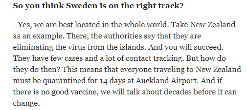 At the same time, Giesecke stated Sweden was doing best in the world and Finland would catch up in autumn. New Zealanders would have to quarantine travellers for decades. He estimated 5000 deaths before herd immunity. Now it's nearly 9000. No immunity. https://www.dn.se/nyheter/sverige/giesecke-om-ett-ar-ar-ovriga-norden-i-kapp-sveriges-dodstal/