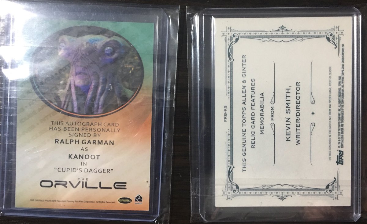 NateHups's tweet image. Added the Topps @ThatKevinSmith card from 2014 to my collection tonight, It goes nicely with my @RalphGarman #Orville Card! #HollyWoodBabbleOn