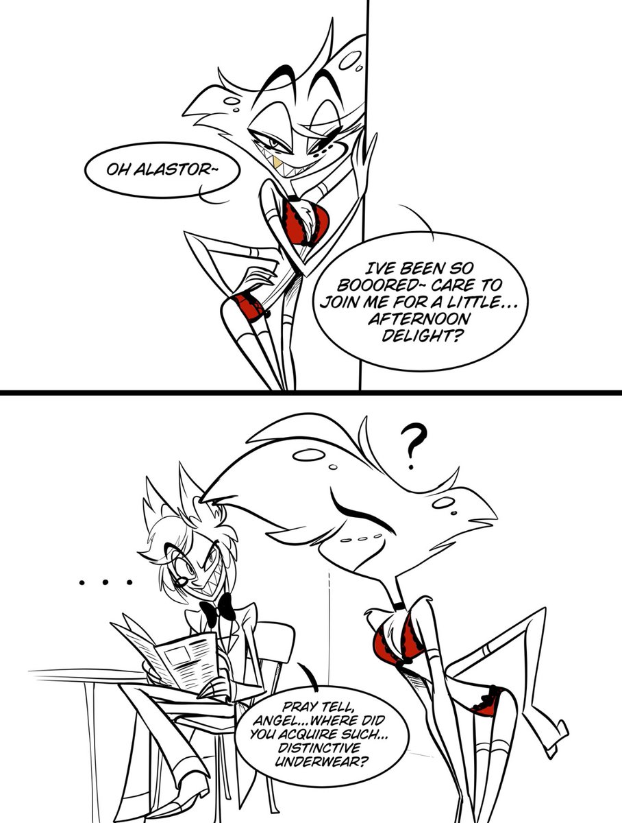 Ive had this idea in my head for so long I just couldn't not draw it 🤣 #hazbinhotel #HazbinHotelAlastor #HazbinHotelAngelDust 