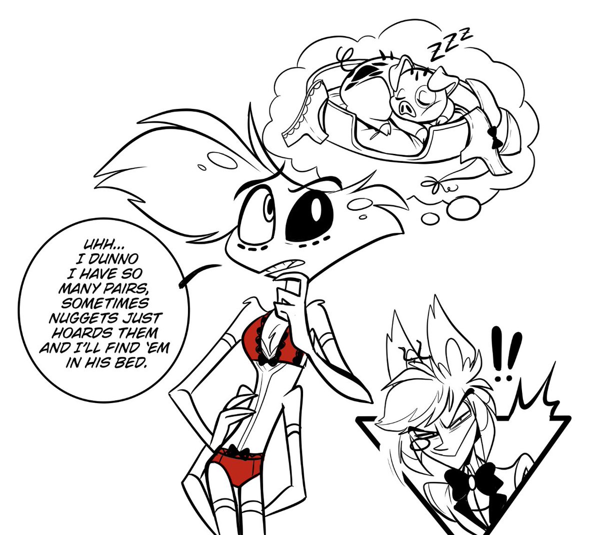 Ive had this idea in my head for so long I just couldn't not draw it 🤣 #hazbinhotel #HazbinHotelAlastor #HazbinHotelAngelDust 