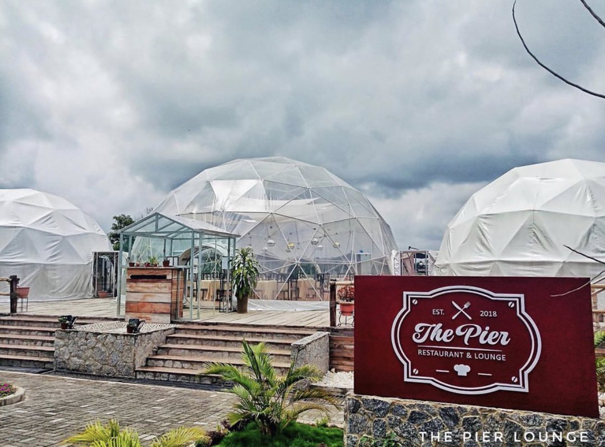 PIER RESTAURANT AND LOUNGE The layout of this restaurant is different from your usual Abuja spot. The igloo like tents are captivating. Imagine going on a date on a rainy day and being able to watch drops of rain splash on d tent or stare at the stars on a dark night. Amazing!