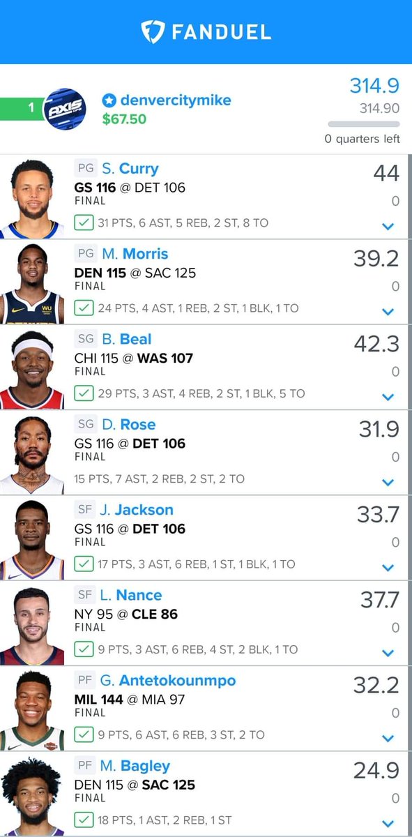 AxisDFS's tweet photo. NBA Winner #AxisDCM β
6-1β
β‘ #AxisNBA β‘
@DenverCityMike
π₯ππ°πβΌοΈ
β³οΈWant to win with usβοΈ
Join the team
Sign up here π
https://t.co/a6hpiwGsoH https://t.co/OFsGILcQux