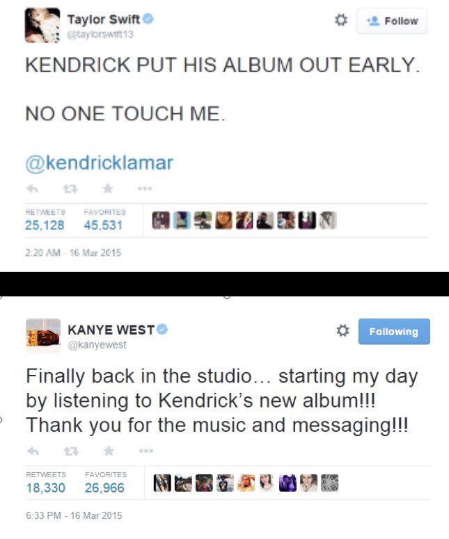 These are just screenshots of tweets, but I thought some of you would find it interesting, so here you go. Also, in an interview with BigBoyTV Dre says TPAB got him back into listening to albums 