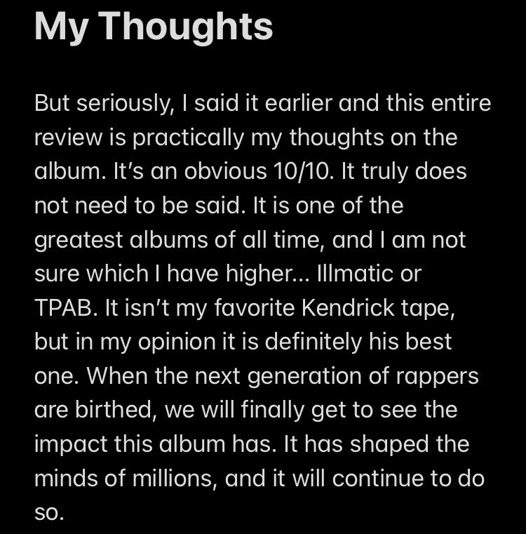 These are just screenshots of tweets, but I thought some of you would find it interesting, so here you go. Also, in an interview with BigBoyTV Dre says TPAB got him back into listening to albums 