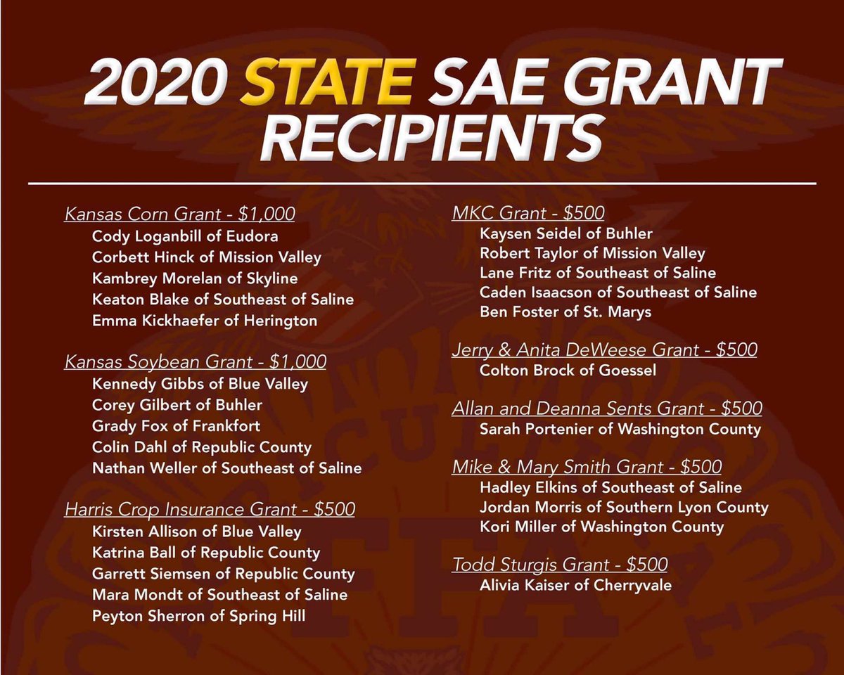 SESFFA1's tweet photo. Congratulations to all our members that got state SAE grants!! https://t.co/eBc9LGgQac