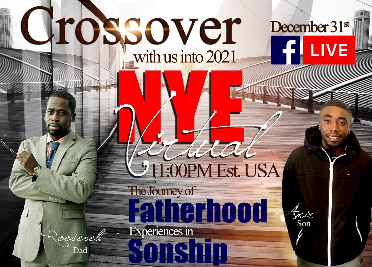 EROEU's tweet image. Crossover into 2021 with “us!” My son “Amir Ethridge” and myself (Dad) Roosevelt Ethridge at 11PM est. We are going to dialogue about fatherhood, sonship, relationship and more. 

Make Plans to crossover with “us” into the New Year! 

#GlobalLeader #Globalvoice